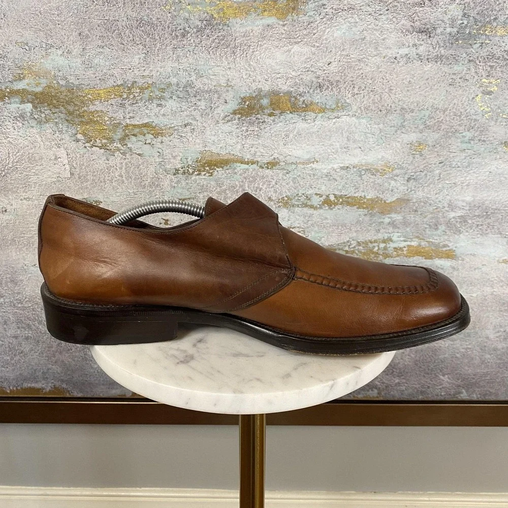Cole Haan City Shoes Mens Size 12 D Brown Leather Monk Strap Loafers Dress